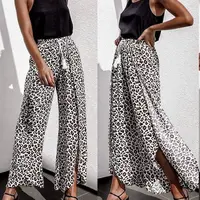 2019 Женские Мешковатые широкие леопардовые длинные штаны Летние повседневные брюки