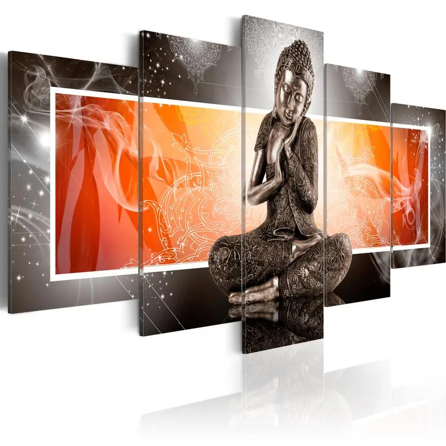 HD Лидер продаж Модные настенные художественные картины на холсте 5 шт. Алмазная Будда дзен медитация пейзаж водопад Современное украшение дома