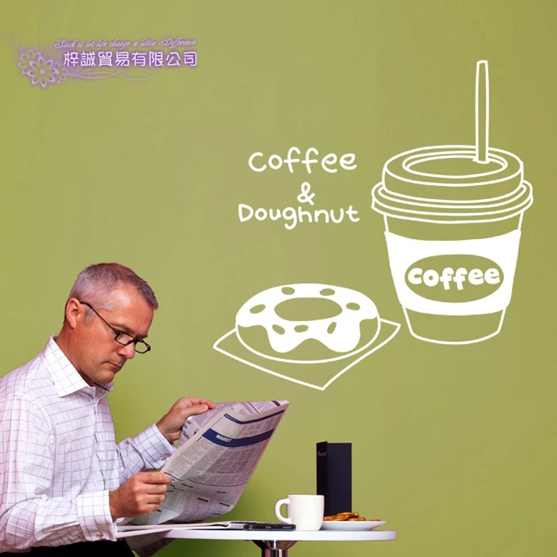 Coffee Shop Wall Decal Cafes Milk Tea Bakey Cake Art Sticker DIY Home Decoration Mural Decor Glass | Дом и сад