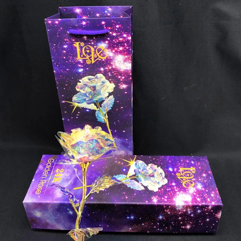 

1 Pcs Galaxy Rose with Love Base Luminous Rose Valentine Mother's Day Anniversary Gift E2S