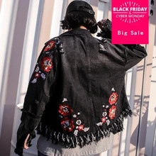 Джинсовая куртка с цветочной вышивкой на осень/зиму, модные базовые пальто, уличная Женская куртка, chaqueta L239