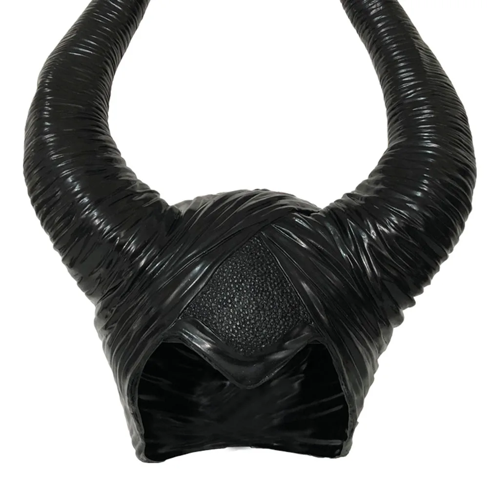 Maleficent Horns Cosplay Mask Headgear Black Queen Helmet Cap Headpiece Halloween Masquerade Party Props5