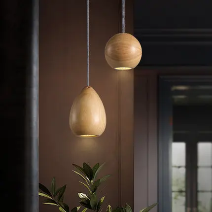 

American Village Loft Style Wooden Droplight Modern LED Pendant Light Fixtures Dining Room Bar Hanging Lamp Indoor Lighting