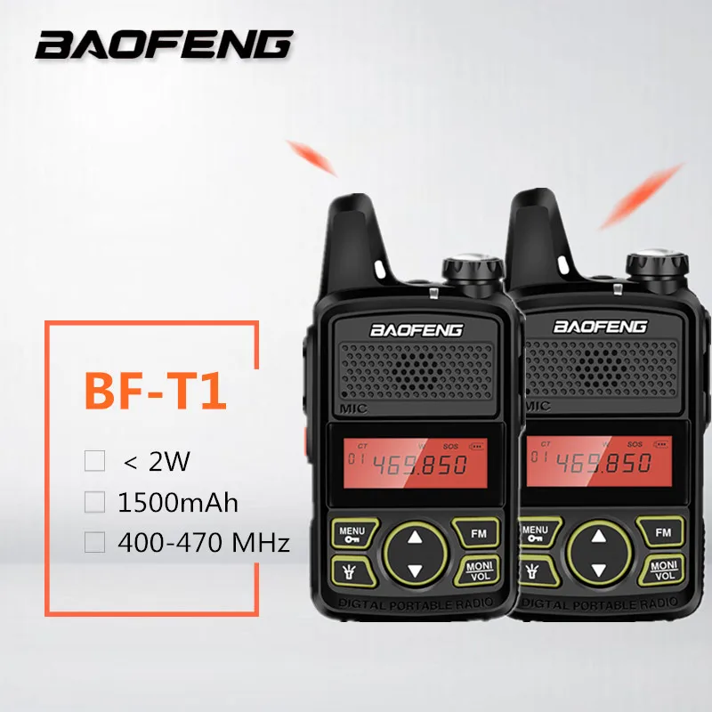 

2PCS BAOFENG BF-T1 Mini kids Walkie Talkie Radio Station UHF Transmitter Child Woki Toki HF Transceiver Ham Radio USB FM BF T1