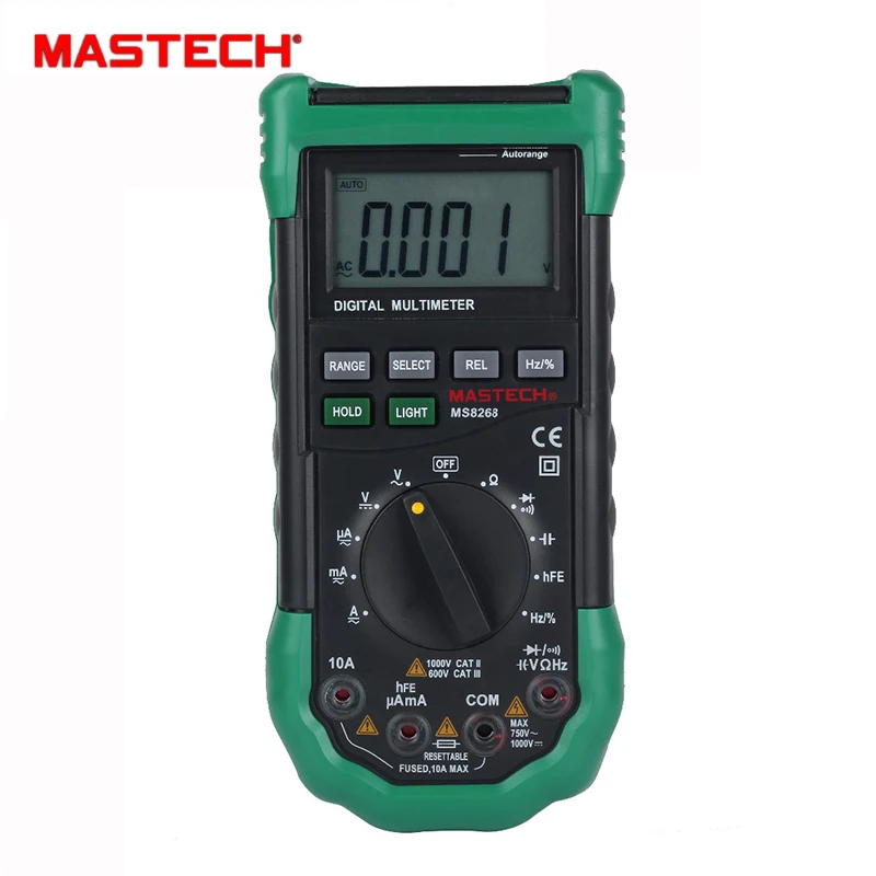 

Mastech MS8268 Auto Range Digital Multimeter Full protection ac/dc ammeter voltmeter ohm Frequency electrical tester diode test