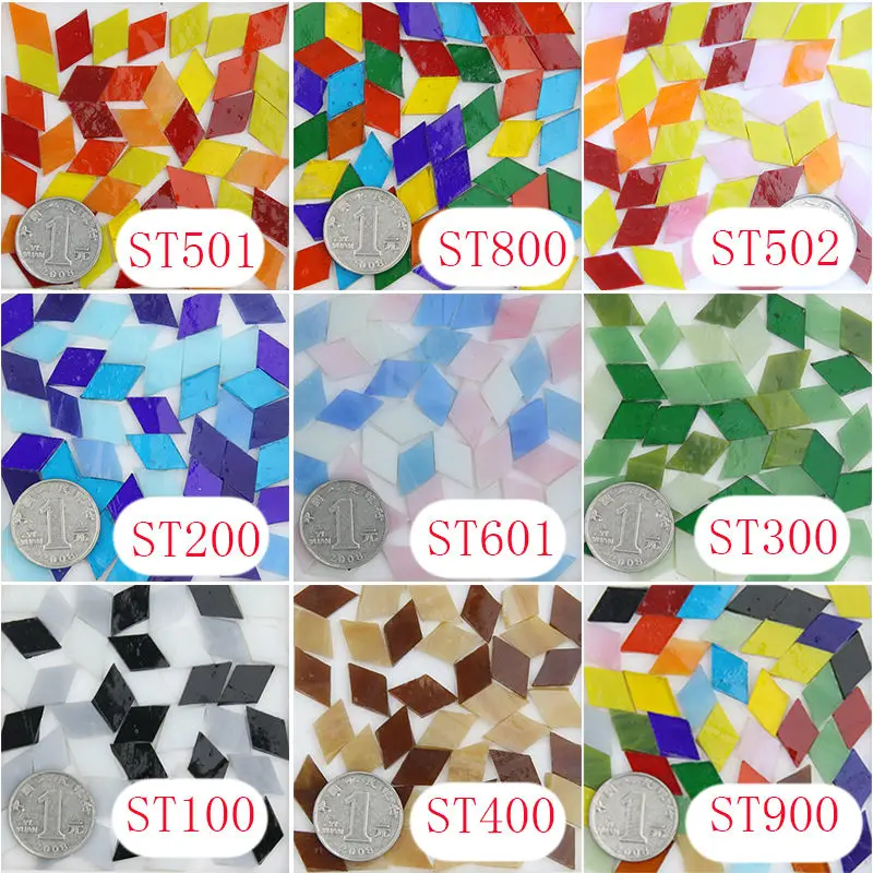

200gram/230pcs DIY Diamond Stained Glass Mosaic, Handcut Tiffany Recteangle DIY Mosaic Hobbies Loose Glass Tile retail Wholesale