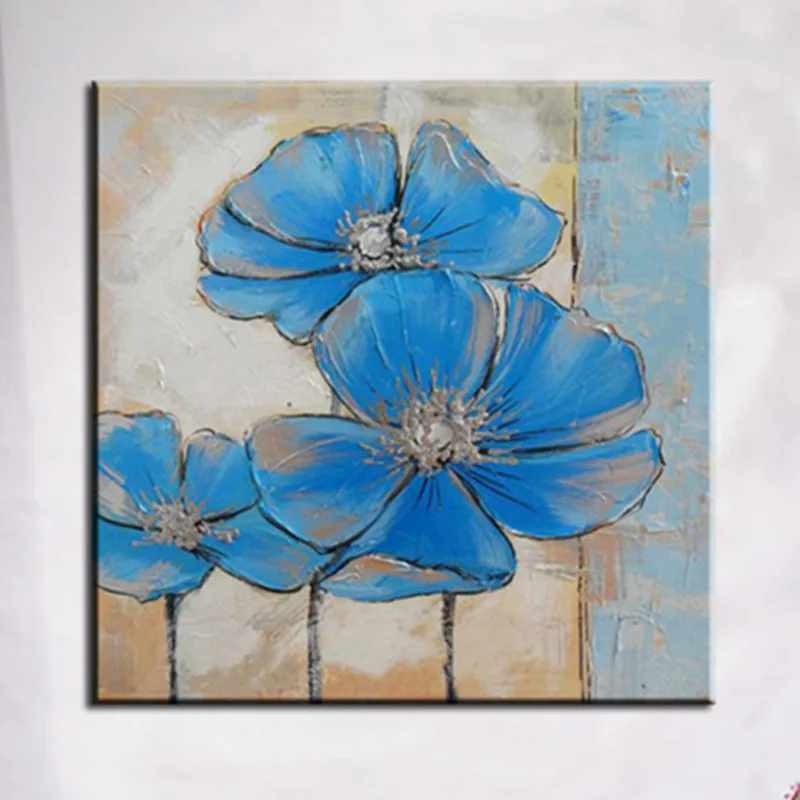 Aliexpress.com : Buy Handpainted Abstract Blue Flower Oil Paintings