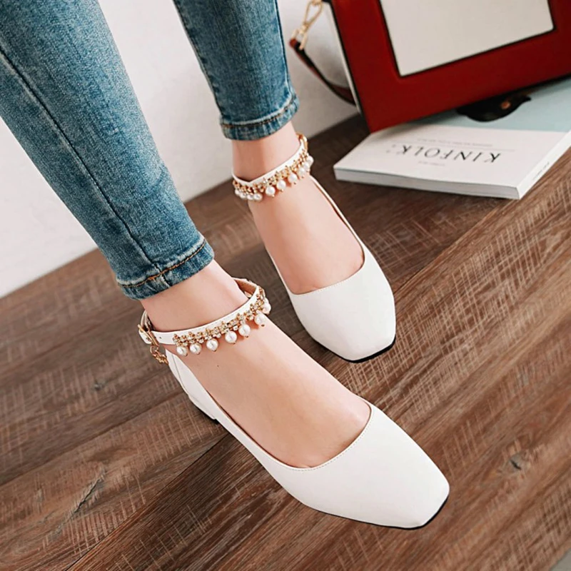 Shoes Pumps  Brand Spring Buckle Thick High Heels