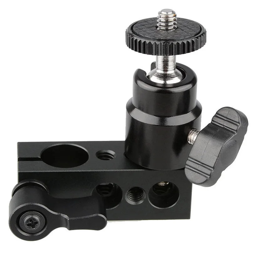 Camvate 14 Camera Tripod Ball Head Bracket Mount With 15mm Rod Clamp Support Rail System DSLR Rig For Light Monitor C1247  (3)