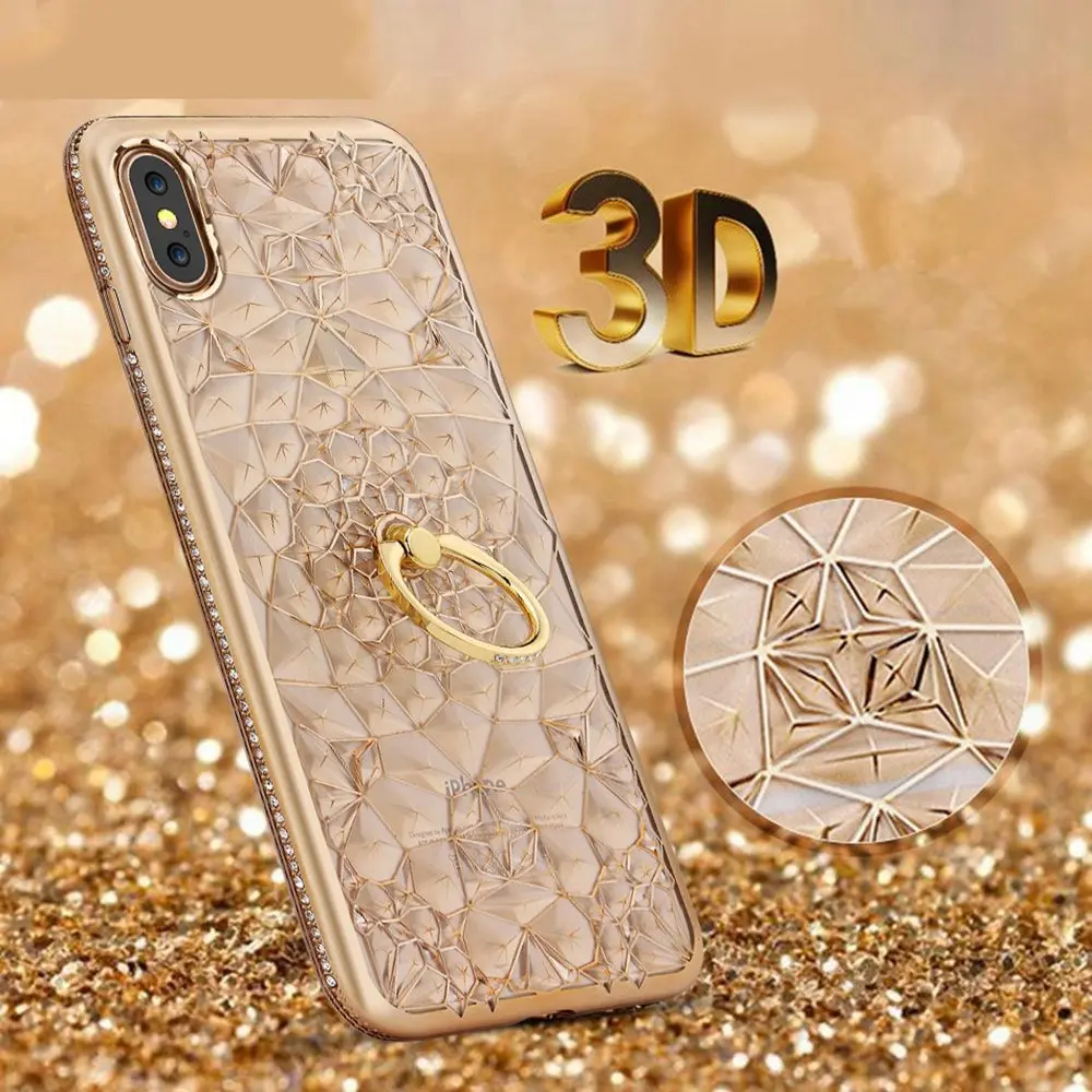 

Luxury 3D Ring Cases For Xiaomi Mi A2 Lite A1 Case Soft Gold Glitter Diamond Coque For Redmi Note 5 Plus 4 Redmi 6 Pro 6A Cover