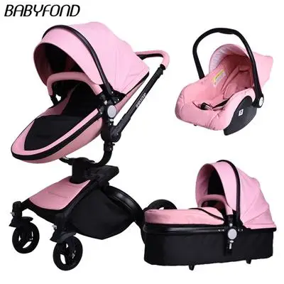 Babyfond Роскошная детская коляска 3 в 1 цвет Европейская коляска костюм для лежа и сиденья aulon - Цвет: pink 3 in 1