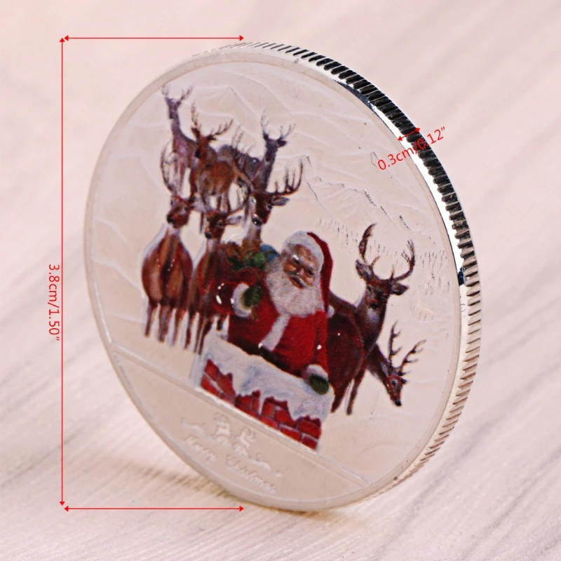 С Рождеством Санта Клаус Олень Новогодняя памятная монета в подарок сувенир Декор