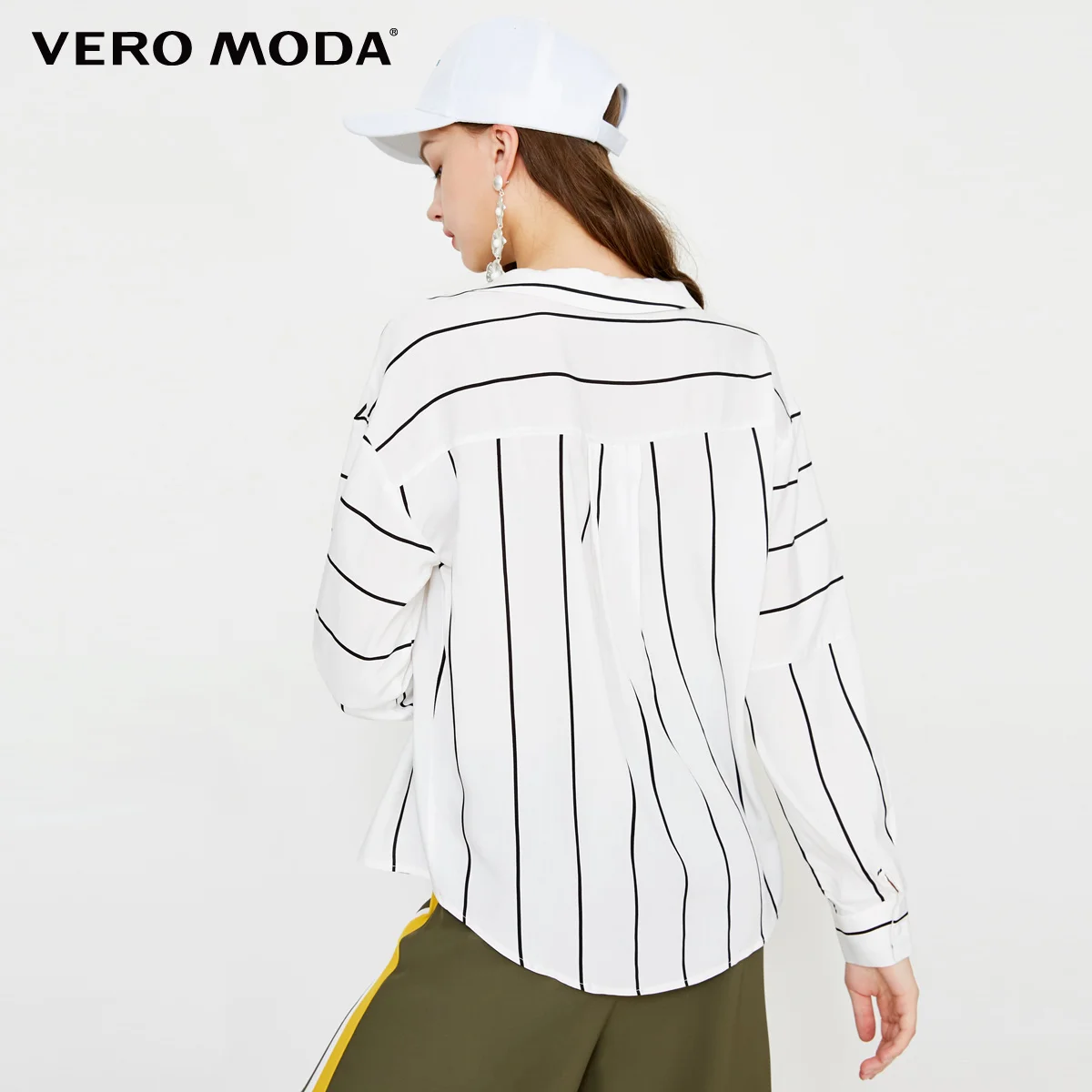  Vero Moda Women's Irregular Hemline Stripe Casual Shirt Blouse  318305506