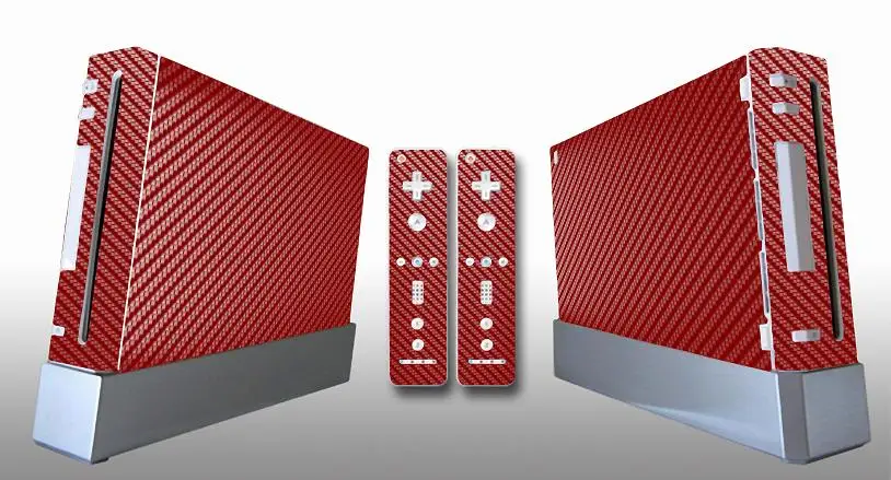 

Red Carbon Fiber Vinyl Skin Sticker Protector for Nintendo Wii and controller skins Stickers