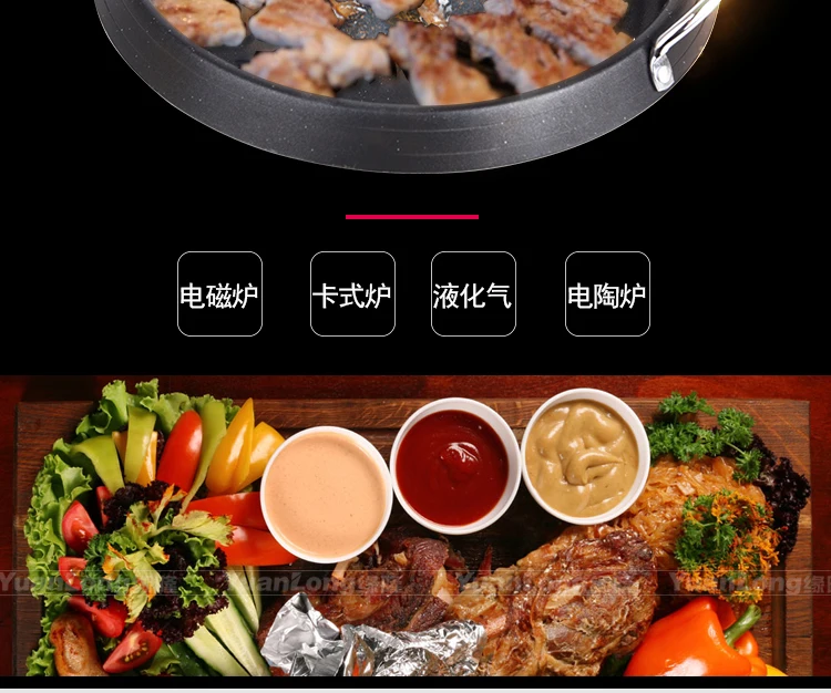 Индукционная плита лоток для барбекю японская Бытовая Обжарка мяса без дыма противень антипригарное блюдо Корейская тарелка круглый bbq горшок
