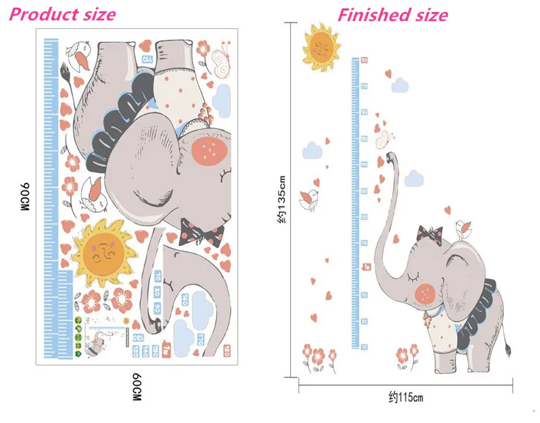 Джунгли Животные жираф, слон Высота Мера стены Стикеры для детей номеров роста Ch Книги по искусству Детская комната Декор на стены книги по искусству