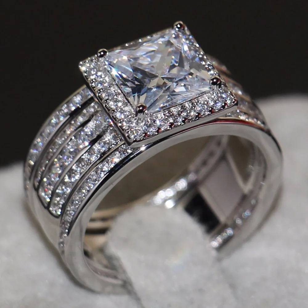 Женское коктейльное кольцо с фианитом свадебное 5 10 размеров 3 шт.|bridal ring|cocktail