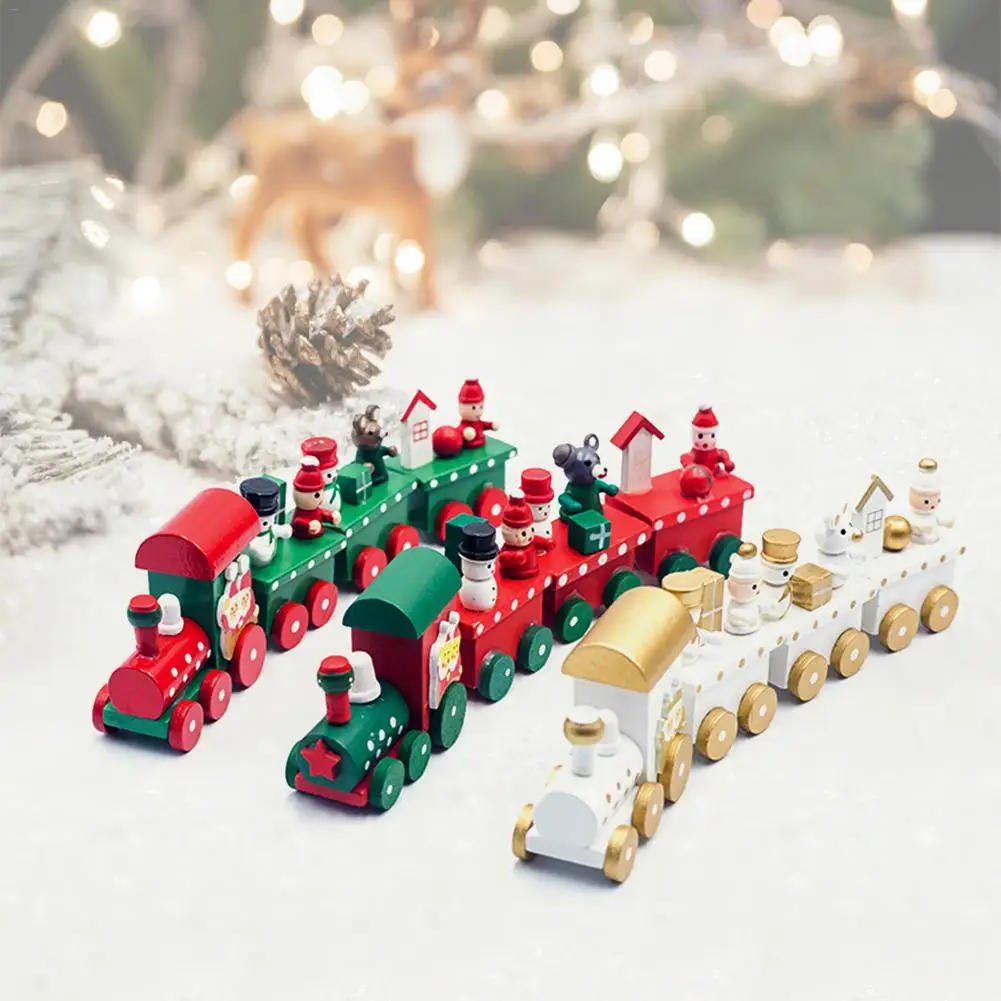 

Christmas Wooden Train Ins Christmas Decoration With Santa/bear Xmas For Home Kid Toys Gift Ornament Navidad New Year Gift
