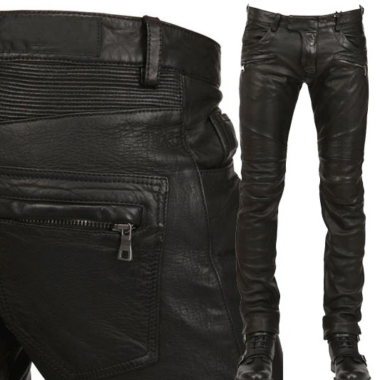 New Arrival PU Polyurethane faux Leather Men's stylish Riding Jeans Biker  slim casual pants|Trousers| - AliExpress