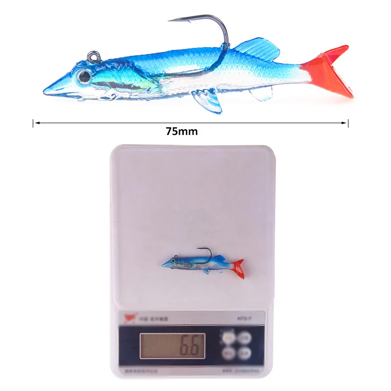 New Lead Hook Lure Silicone Soft Bait 6.6g/7.5cm 3/psc Outdoor Fish Bait Hook Fish Food Fishing Gear Accessories jooyoo