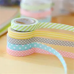 5 шт./лот DIY милые кавайный конфетный цвет Васи клейкие ленты прекрасный точка полоса декоративные для украшения студент