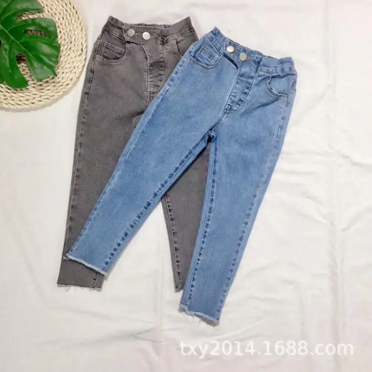 

2019 Korean style girls denim pants fashion spring girls jean pants 3-8t A894