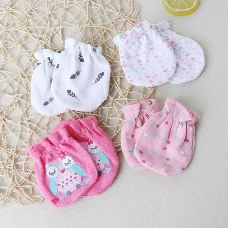 

4 Pairs/Set Baby Gloves Anti Scratch Face Cartoon Cute Floral Mitten Protection Glove Soft Cotton Elastic Newborn Infant