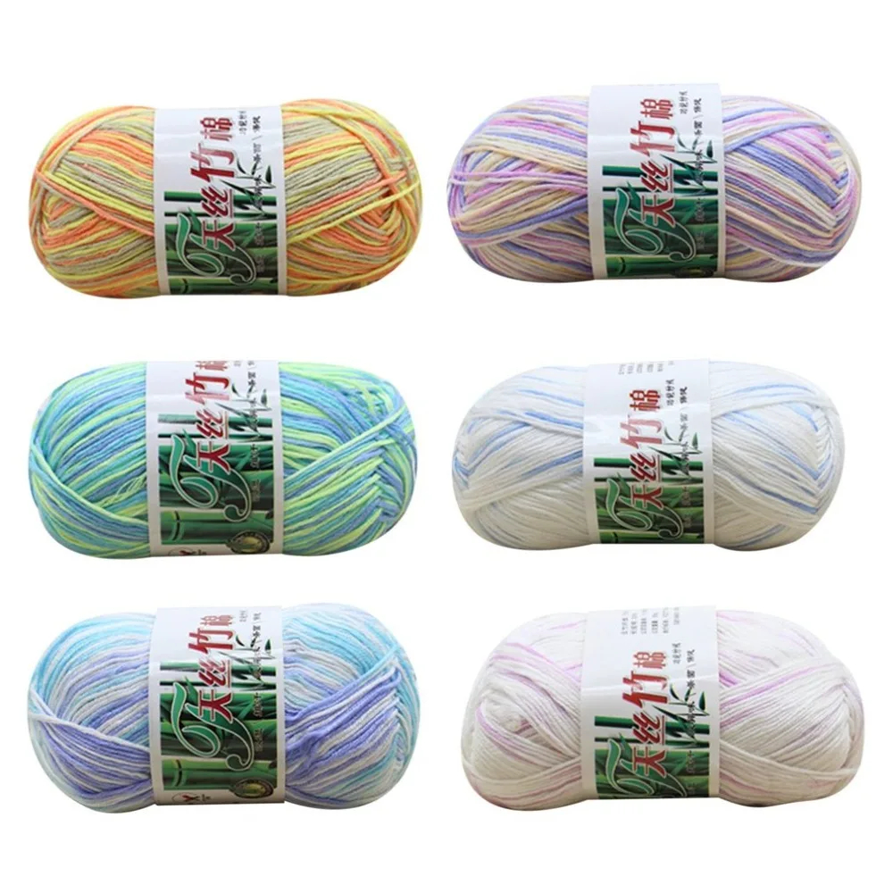 Мягкие целлюлозная пряжа Multi Strand нитки для ручного вязания прявязаный крючком Детские Шерсть Тканые бамбуковый хлопок шелк линии трикотаж