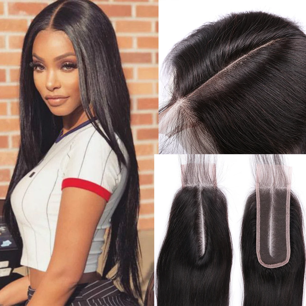 Mstoxic Straight Hair Bundles With Closure 2 6 Middle Part Lace