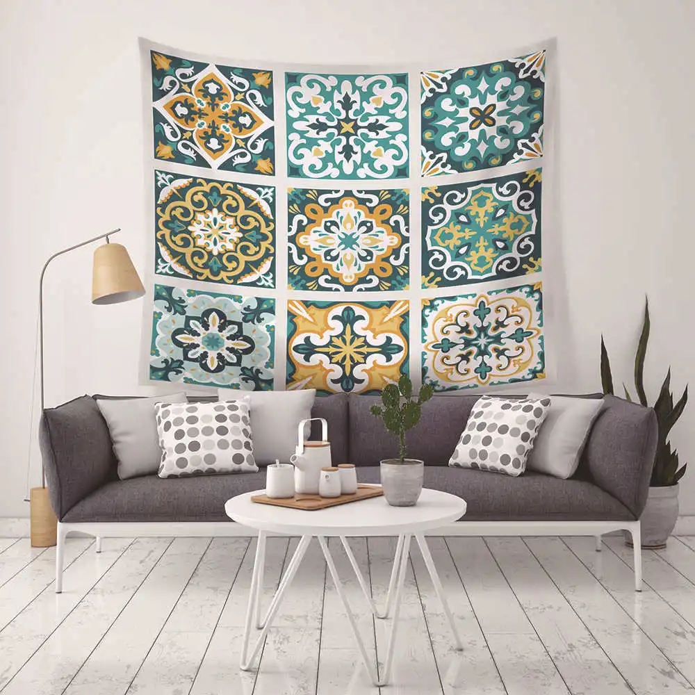Indian Mandala Tapestry Cotton Geometric Lotus Flower Pattern Tapiz HippieTapestry Wall Hanging Pizza Beach Cover Tenture Murale
