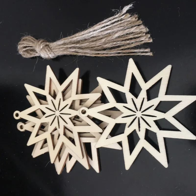 10 шт. деревянные вырезы рождественские деревянные украшения, звезда, Рождественская елка, снежинка, снеговик рождественские деревянные подвесные украшения - Цвет: 14