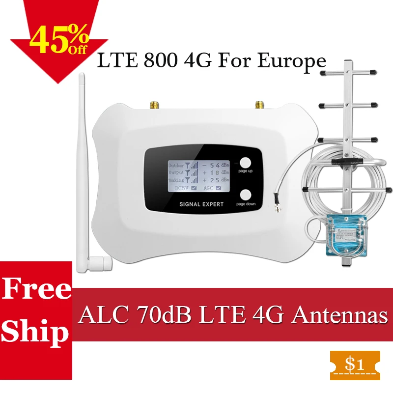 

ATNJ Europe 4G LTE 800 Signal Repeater 4G LTE 800 Band 20 Mobile Phone Cellular Signal Booster Amplifier FDD LTE 4G Amplifier