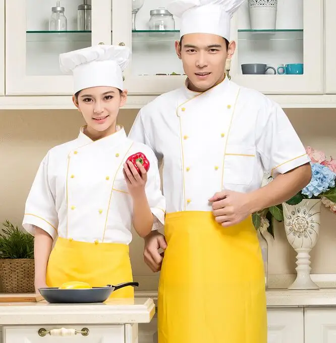 Style D Униформа шеф-повара с короткими рукавами и женская кухонная обеденная одежда для отеля Летний комбинезон шеф-повара кухонная рубашка с коротким рукавом B-6225 - Color: Style D