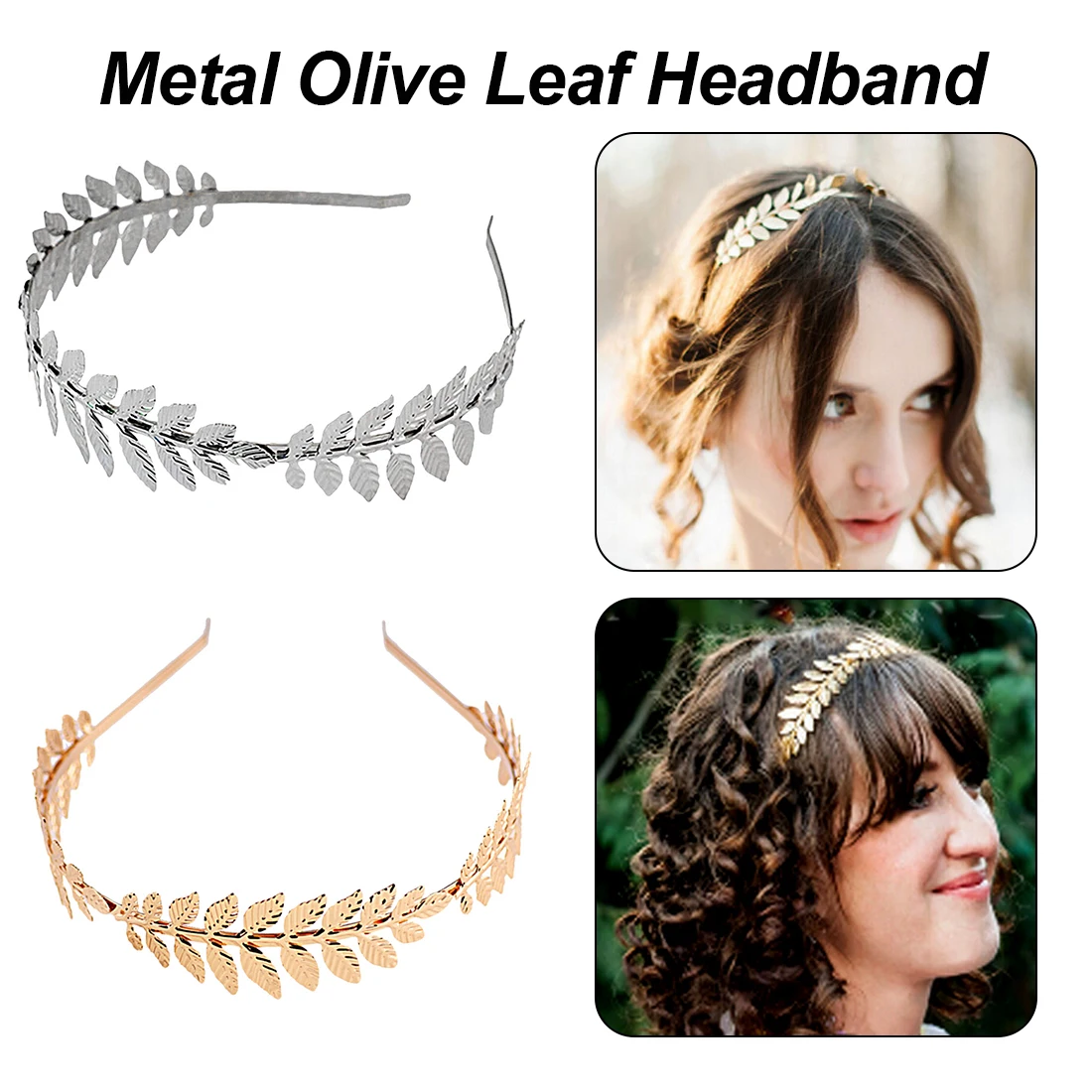 

Fashion Gold Plated Metal Leaf Headband Hairband for Women Wedding Hair Accessories Tiara Elegant Silver Leaves Head Piece