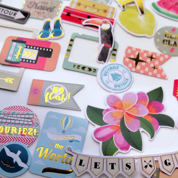 YPP CRAFT 65pc Travel Cardstock Die Cuts for Scrapbooking Happy Planner/Card Making/Journaling Project