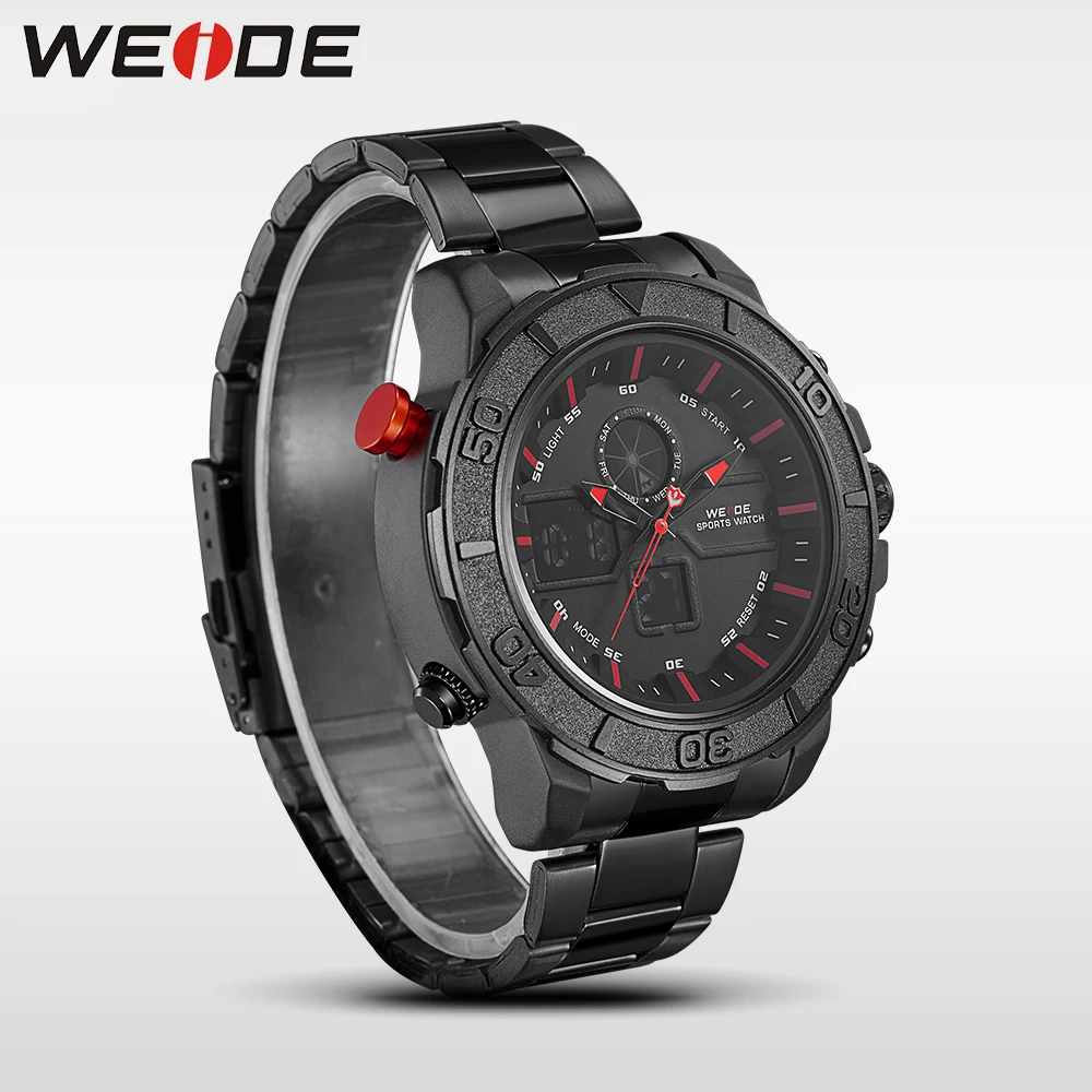 Бренд класса люкс WEIDE спортивные часы из нержавеющей стали Кварцевые цифровые