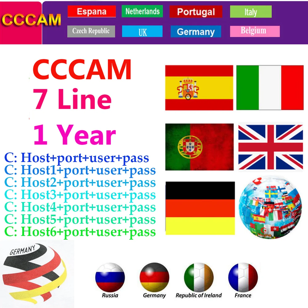 

7/10 lines CCCAM 1 Year CCCam cline Spain Poland Portugal Germany Satellite tv Receiver CccamFor DVB-S2 gtmedi tv box