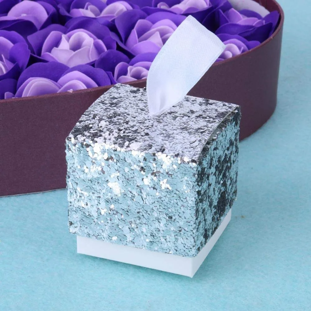YOURANWISH 50 шт./партия свадебные конфеты коробка с блестками коробка для сладостей коробка для конфет портативная декоративная коробка подарочная коробка с квадратным