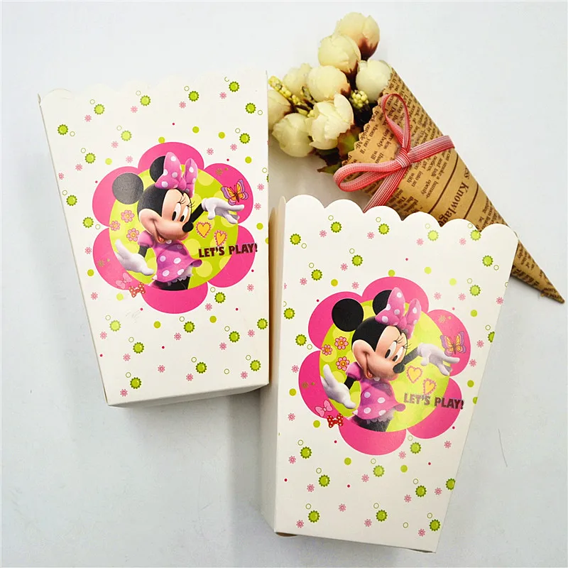 

6pcs/set Funny Minnie Mouse Kids Birthday Party Supplies Popcorn Box Case Box Favor Accessory Birthday Party Decoration 1