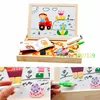 Multifunctional Wooden Toys Educational Magnetic Puzzle Farm Jungle Animal Kids Jigsaw Baby Blackboard Drawing Board Easel Board 4
