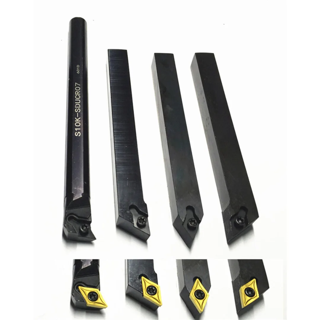 4pcs Mayitr Lathe Boring Bar Turning Tool Holder Right & Left Hand Straight 10mm Shank with 4pcs L Wrenches Set