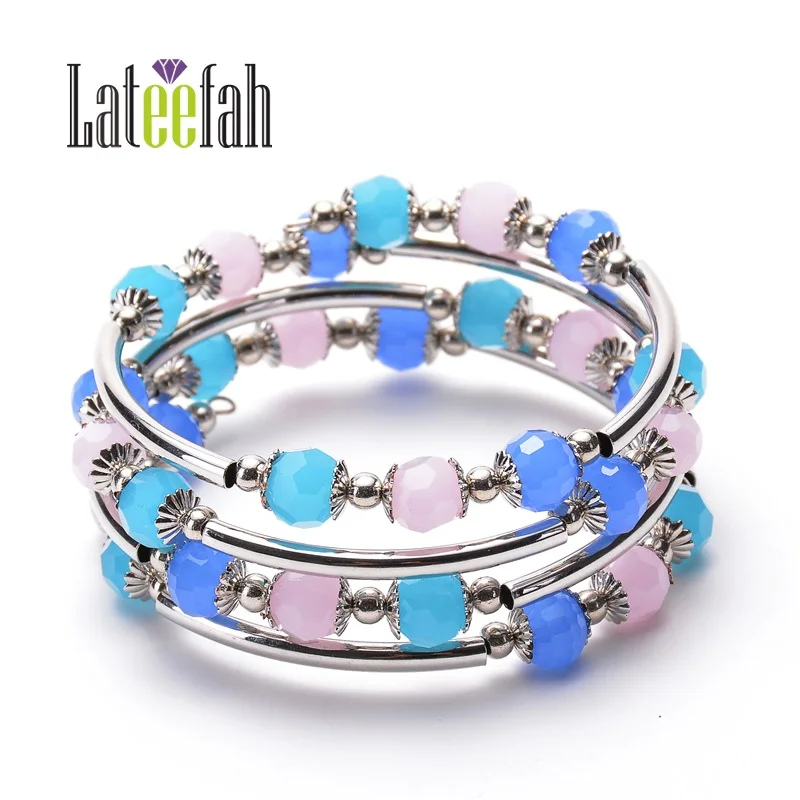 

Lateelah Fashion Jewelry Inlay Stone Bracelet Multi Gem Stone Bracelet Wire Stone Bracelet for Women