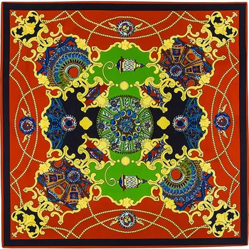 

Fashion Twill Silk Scarf Women Luxury Brand Palace Garden Printed Head Square Shawl Scarves Big Foulard Hijab Gifts 100x100cm