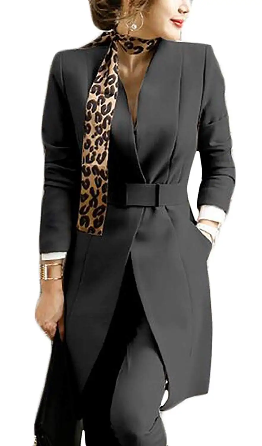 Womens Stylish V Neck Office Fitted Blazer and Pants Suit Set Womens Stylish V Neck Office Fitted Blazer and Pants Suit Set