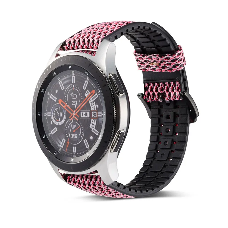 Silicone Strap 22/20mm for Samsung Gear S3 s2 Frontier Classic galaxy watch active 42mm 46mm band huami amazfit bip huawei GT 2 - Band Color: Rose red