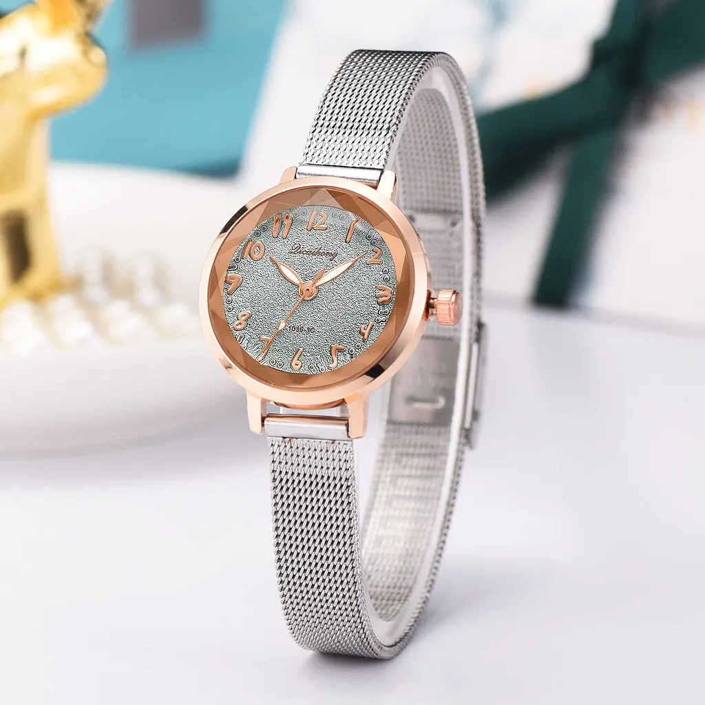 Женские матовые часы orologio donna стильные и простые цифровые с серебряной сеткой
