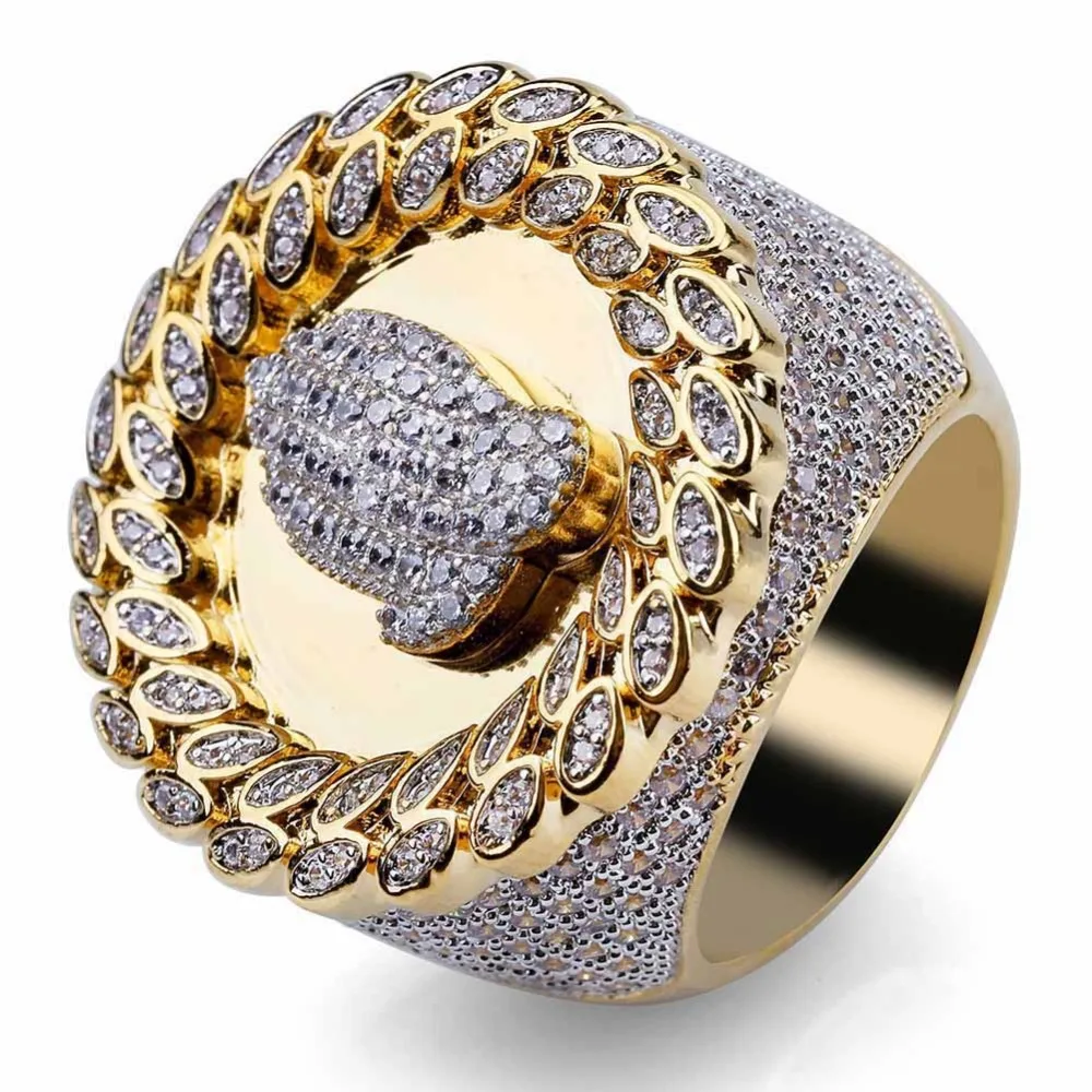 

Hip hop Luxury Micro Pave CZ Rings NightClub DJ Finger Prayer gestures Finger Rings Rock Mens Boys Rock Jewelry Accessories