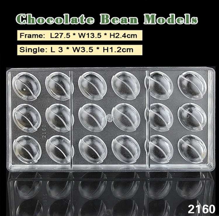 Жесткий пластик Поликарбонат бобовые модели 3D прозрачные небьющиеся шоколадные конфеты формы конфеты желе формы