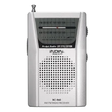 INDIN карман телескопическая антенна мини AM/FM 2-х полосный радио Всемирный приемник с Динамик серебро