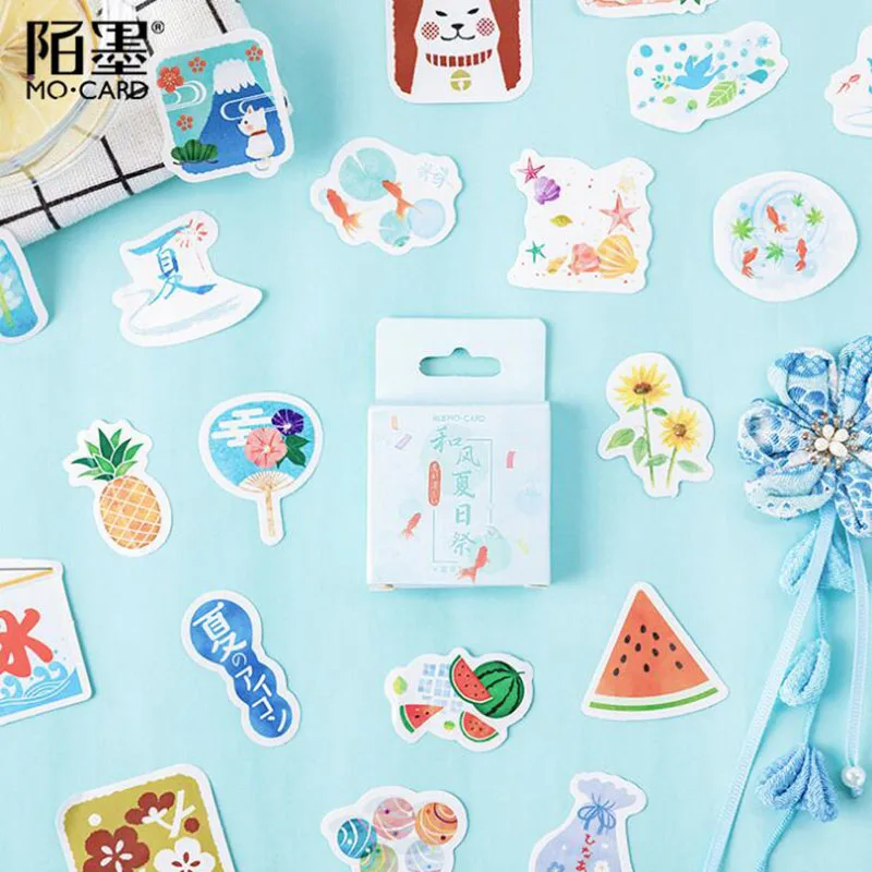 

Zephyr Summer Festival Creative Boxed Stickers Decorative Album Thin Diy Stationery Japan Diary Stickers Sealing Stickers 46pcs